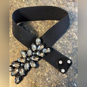 Jeweled Stretch Belt Black S
